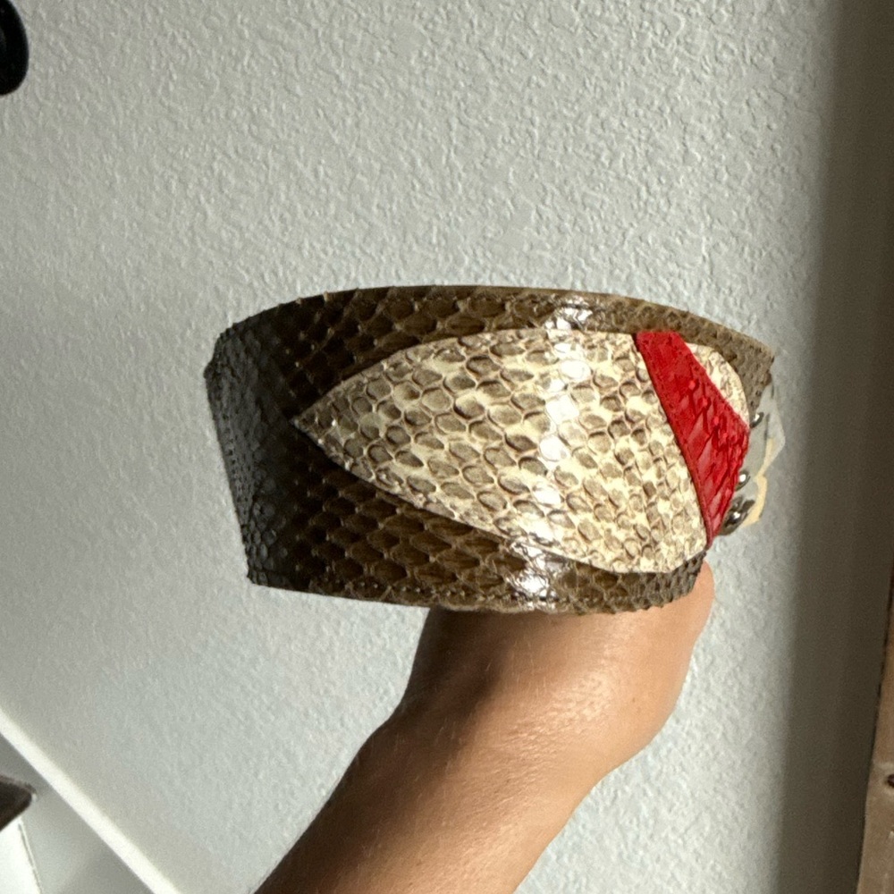 Judith Leiber ‘80’s Python Art Deco Vintage Wide Belt sz: S - Picture 14 of 16